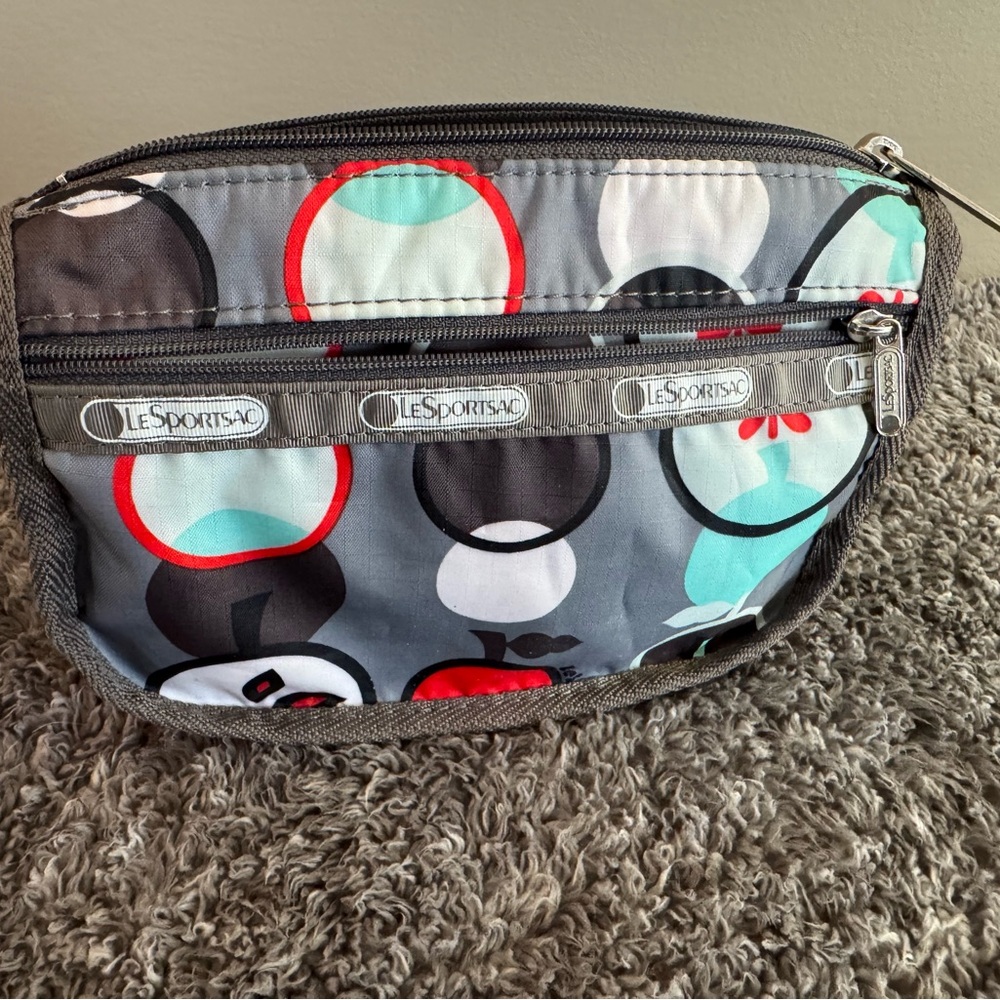 LeSportsac Gray and Red Patterned Pouch